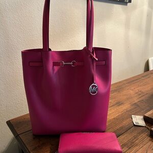 Michael Kors Pink Tote Bag with Metallic Charm